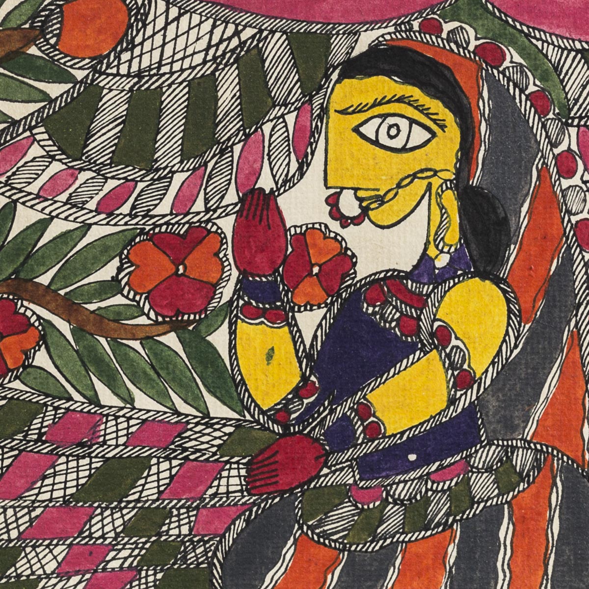 Indian Art - Madhubani Painting (Detail) On Paper - February 28, 2014
