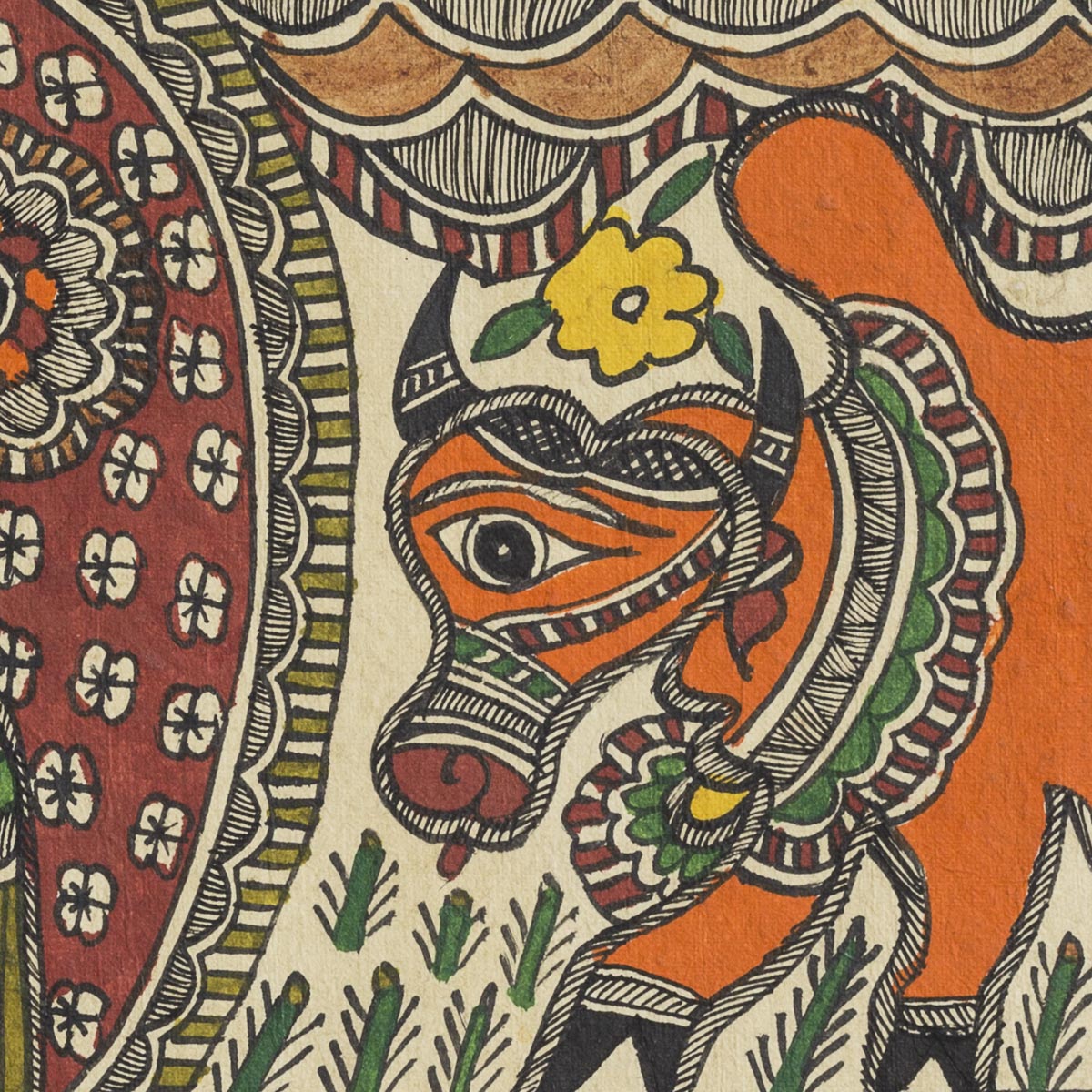 Indian Art - Madhubani Painting (Detail) On Paper - February 28, 2014