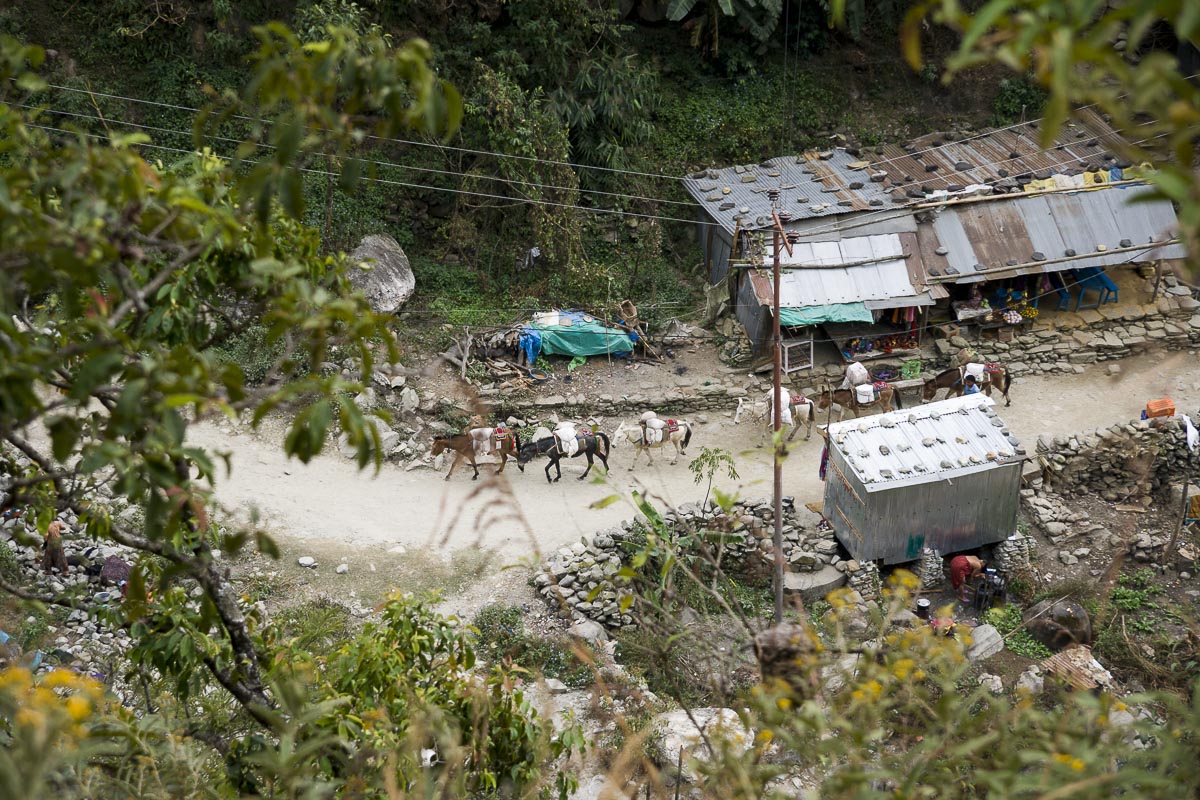 Nepal Annapurna - Lumle To Birethanti, Village Far Below - December 1, 2009