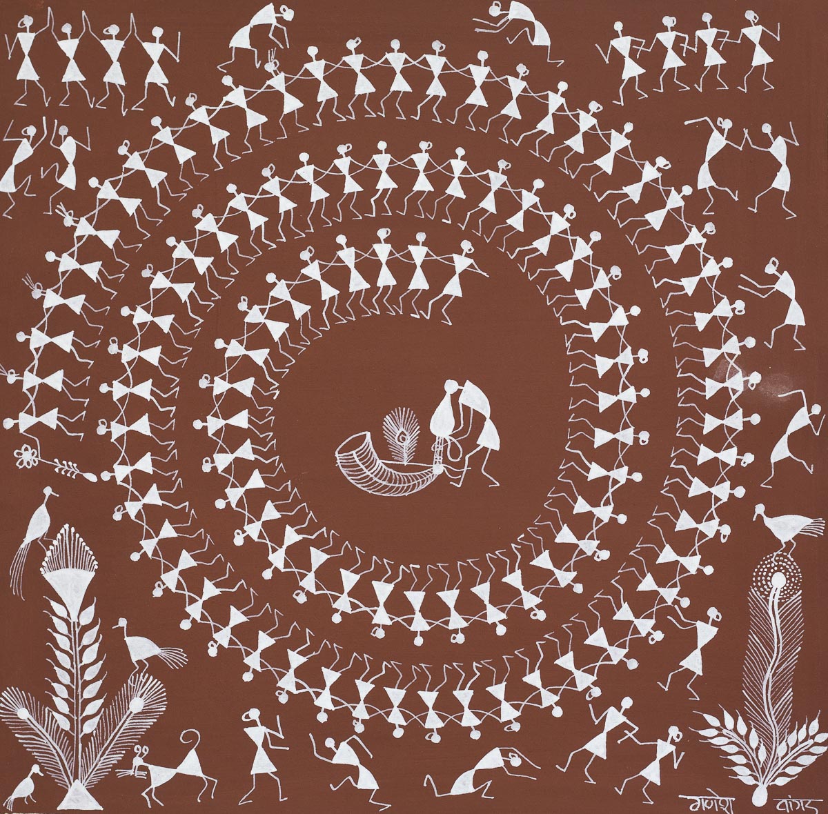 Indian Art - Warli Painting On Cotton - May 9, 2014