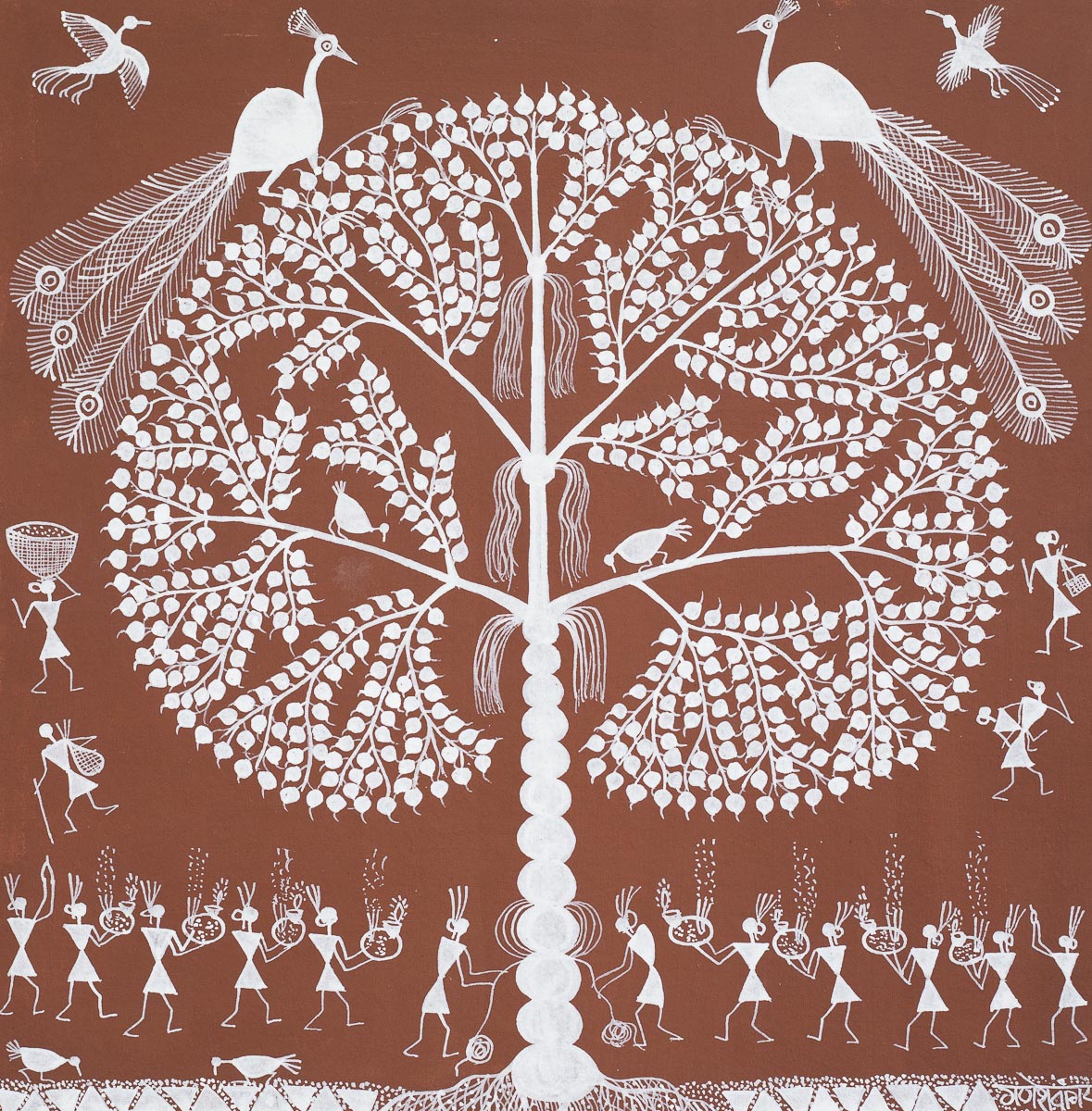 Indian Art - Warli Painting On Cotton - May 9, 2014
