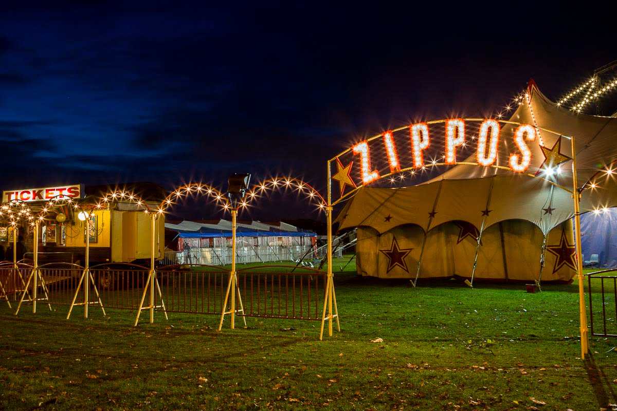 Zippos Circus - Circus Tent At Night, Richmond Old Deer Park - November 9, 2012