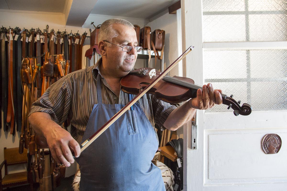 Romania - Harness Maker's Leather Violin - June 24, 2015